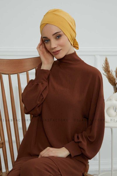 Ellie - Turbante Di Cotone Mostarda