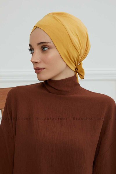Ellie - Turbante Di Cotone Mostarda