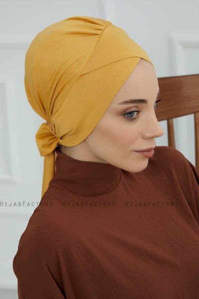 Ellie - Turbante Di Cotone Mostarda