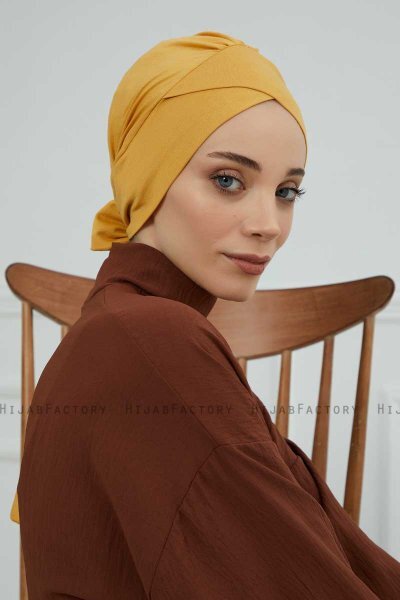 Ellie - Turbante Di Cotone Mostarda