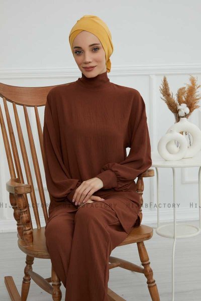 Ellie - Turbante Di Cotone Mostarda
