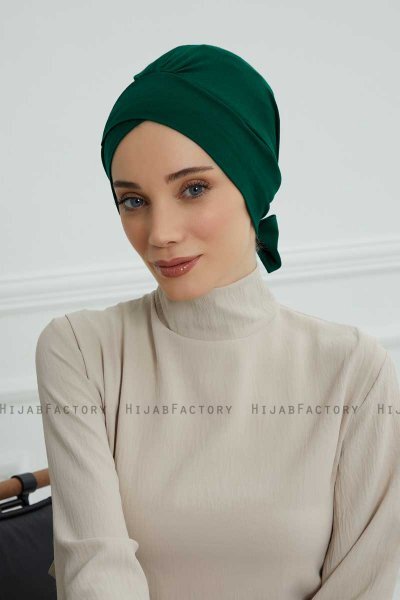Ellie - Turbante Di Cotone Verde Scuro