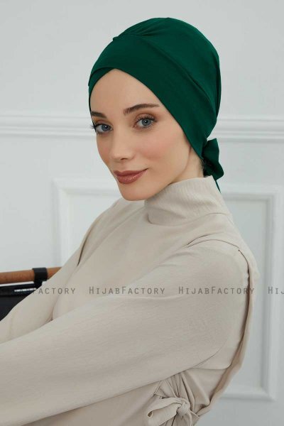 Ellie - Turbante Di Cotone Verde Scuro