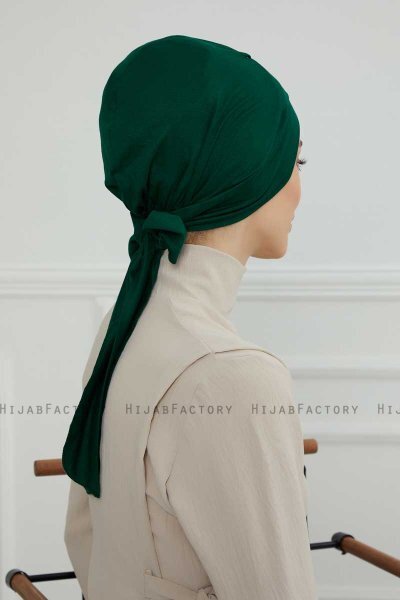 Ellie - Turbante Di Cotone Verde Scuro