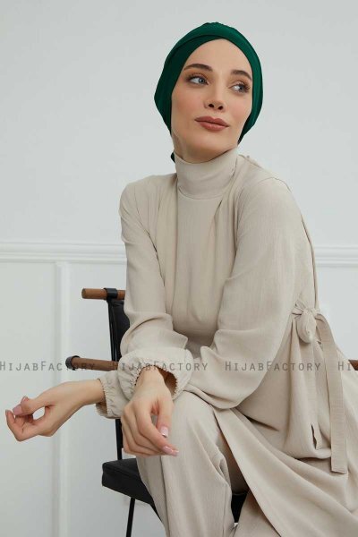 Ellie - Turbante Di Cotone Verde Scuro