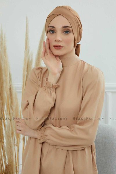 Ellie - Turbante Di Cotone Marrone Chiaro