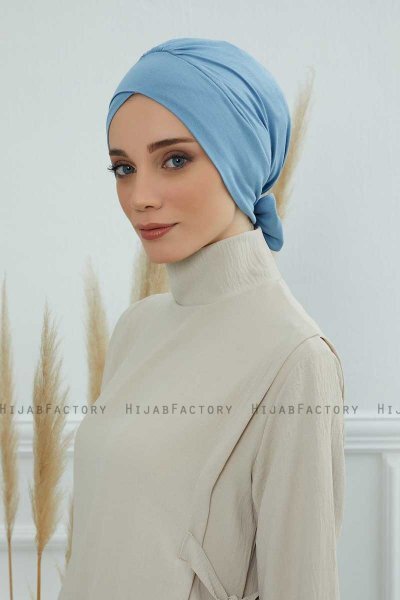Ellie - Turbante Di Cotone Sky Blue