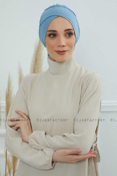 Ellie - Turbante Di Cotone Sky Blue