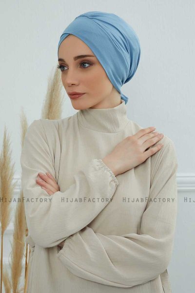 Ellie - Turbante Di Cotone Sky Blue