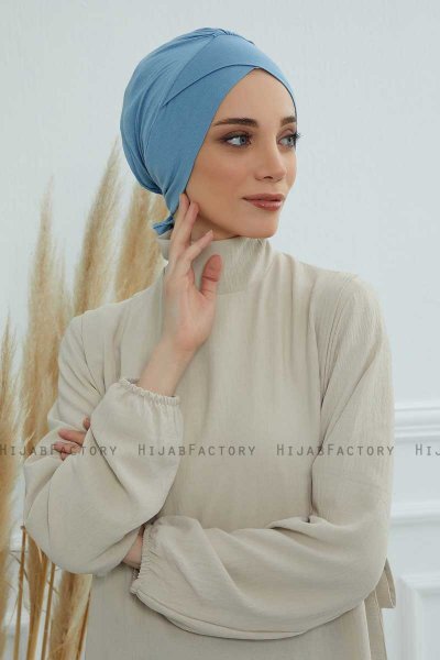 Ellie - Turbante Di Cotone Sky Blue