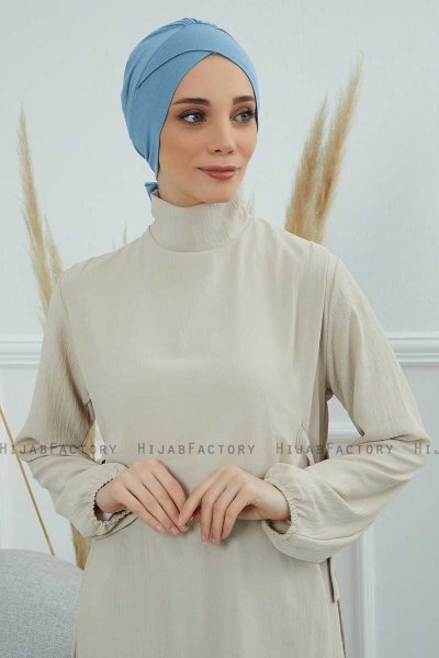 Ellie - Turbante Di Cotone Sky Blue