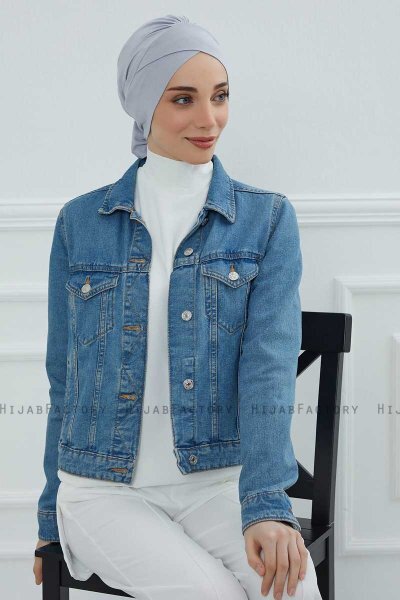 Ellie - Turbante Di Cotone Grigio Chiaro