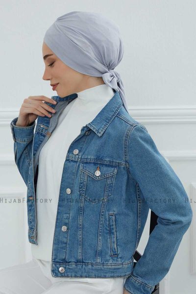 Ellie - Turbante Di Cotone Grigio Chiaro
