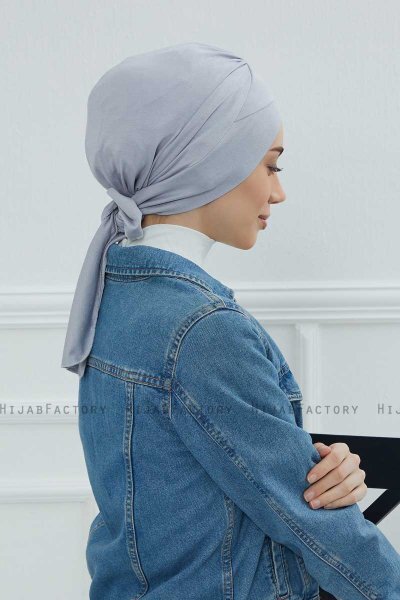 Ellie - Turbante Di Cotone Grigio Chiaro