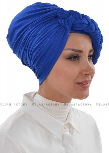 Theresa - Turbante Di Cotone Blu - Ayse Turban
