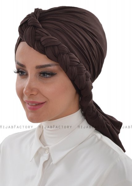 Theresa - Turbante Di Cotone Marrone - Ayse Turban