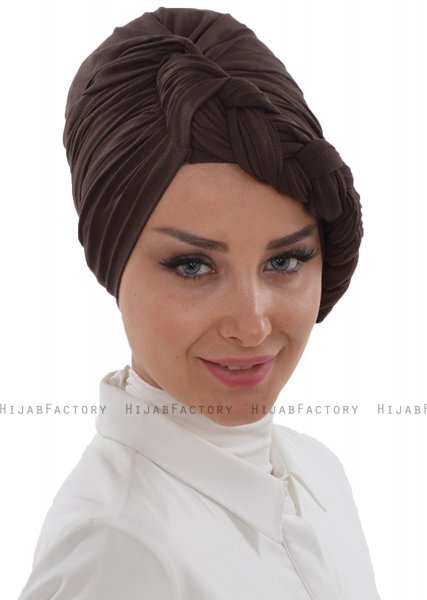 Theresa - Turbante Di Cotone Marrone - Ayse Turban