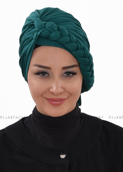 Theresa - Turbante Di Cotone Verde Scuro - Ayse Turban