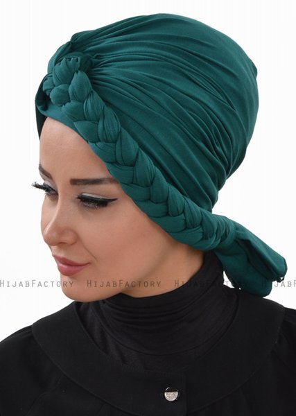 Theresa - Turbante Di Cotone Verde Scuro - Ayse Turban