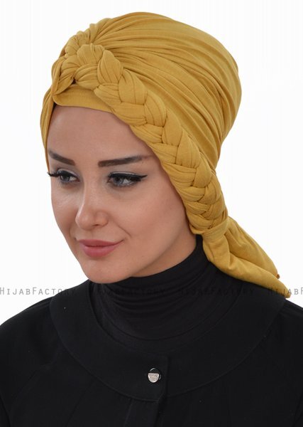 Theresa - Turbante Di Cotone Mostarda - Ayse Turban