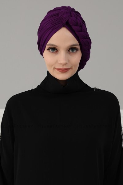 Theresa - Turbante Di Cotone Viola - Ayse Turban
