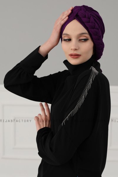 Theresa - Turbante Di Cotone Viola - Ayse Turban