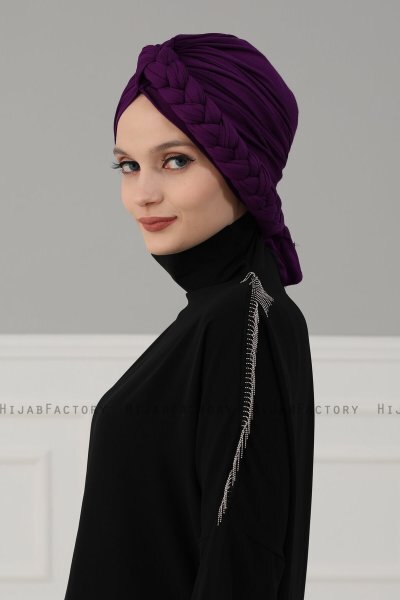Theresa - Turbante Di Cotone Viola - Ayse Turban