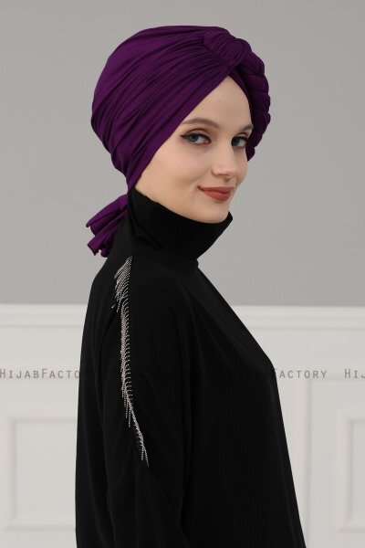 Theresa - Turbante Di Cotone Viola - Ayse Turban