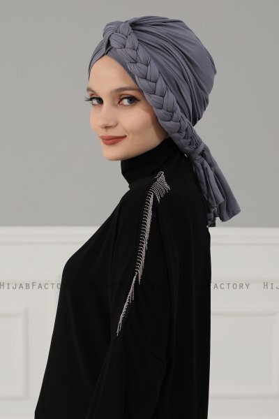 Theresa - Turbante Di Cotone Grigio - Ayse Turban