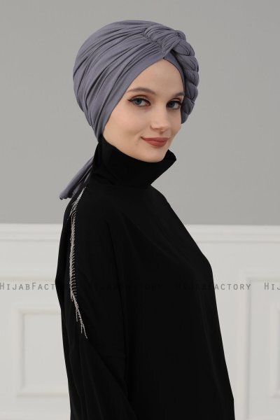 Theresa - Turbante Di Cotone Grigio - Ayse Turban