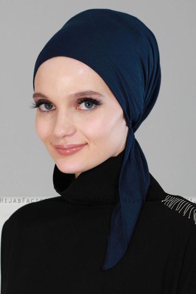 Felicia - Turbante Di Cotone Blu Navy