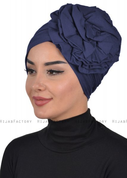 Kerstin - Turbante Di Cotone Blu Navy - Ayse Turban