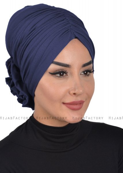 Kerstin - Turbante Di Cotone Blu Navy - Ayse Turban