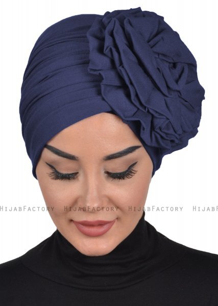 Kerstin - Turbante Di Cotone Blu Navy - Ayse Turban