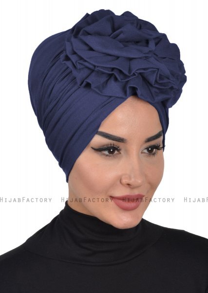 Kerstin - Turbante Di Cotone Blu Navy - Ayse Turban