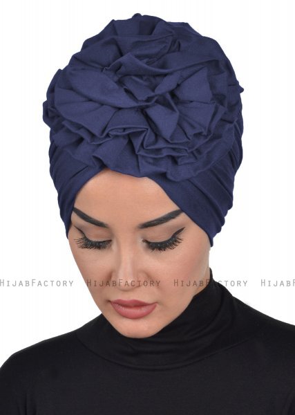 Kerstin - Turbante Di Cotone Blu Navy - Ayse Turban