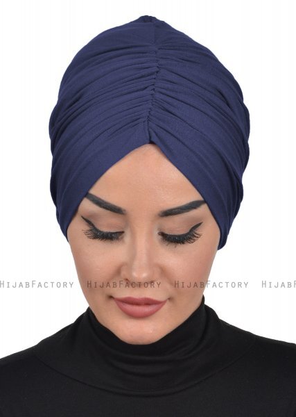 Kerstin - Turbante Di Cotone Blu Navy - Ayse Turban