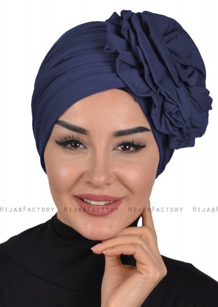 Kerstin - Turbante Di Cotone Blu Navy - Ayse Turban