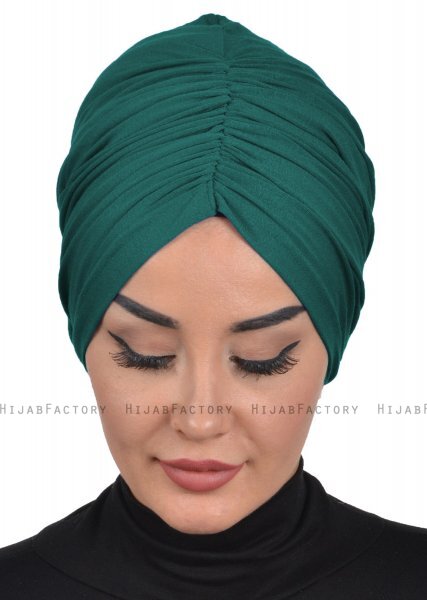 Kerstin - Turbante Di Cotone Verde Scuro - Ayse Turban