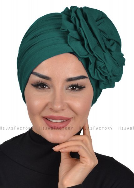 Kerstin - Turbante Di Cotone Verde Scuro - Ayse Turban