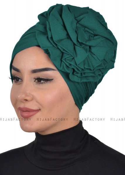 Kerstin - Turbante Di Cotone Verde Scuro - Ayse Turban