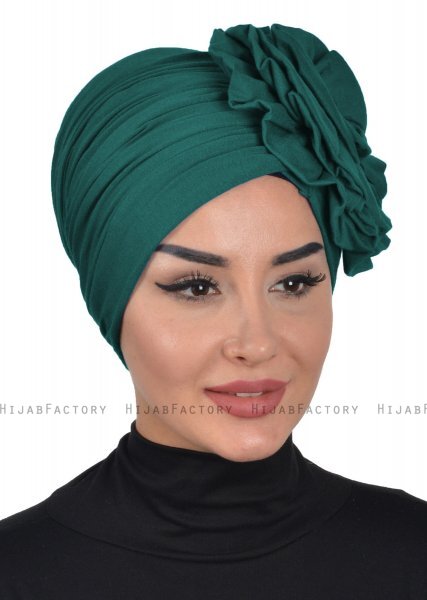 Kerstin - Turbante Di Cotone Verde Scuro - Ayse Turban