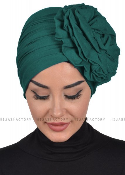 Kerstin - Turbante Di Cotone Verde Scuro - Ayse Turban