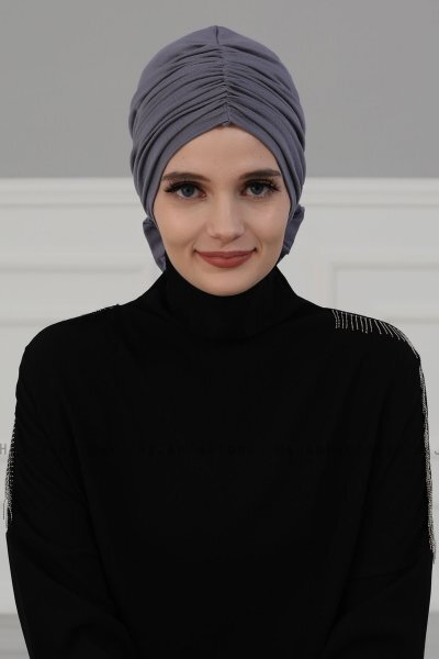 Kerstin - Turbante Di Cotone Grigio - Ayse Turban