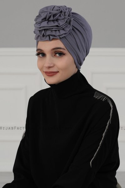 Kerstin - Turbante Di Cotone Grigio - Ayse Turban