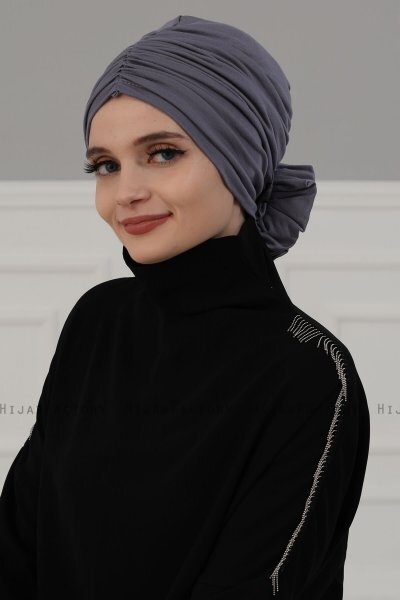 Kerstin - Turbante Di Cotone Grigio - Ayse Turban
