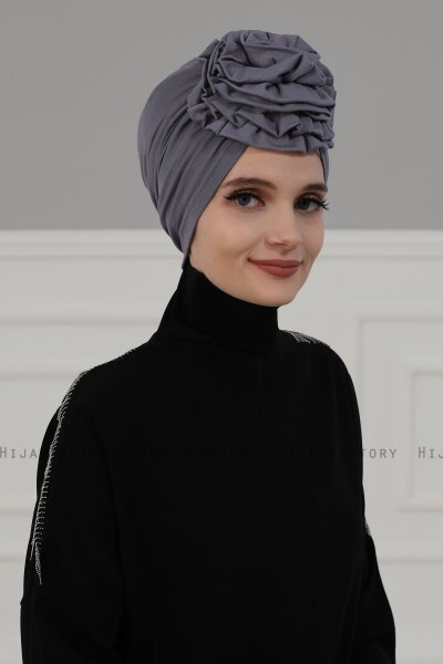 Kerstin - Turbante Di Cotone Grigio - Ayse Turban