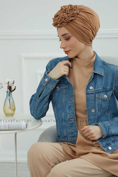 Kerstin - Turbante Di Cotone Marrone Chiaro