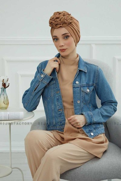 Kerstin - Turbante Di Cotone Marrone Chiaro