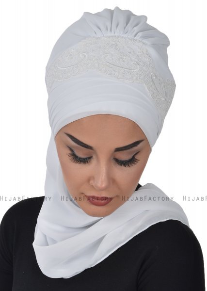 Celine - Turbante Chiffon Bianca - Ayse Turban